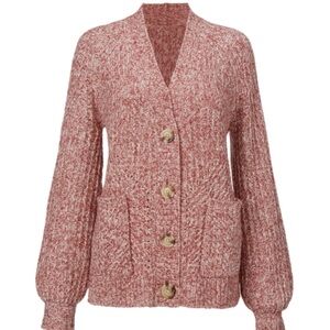 Cozy Pink Knit Cardigan Sweater